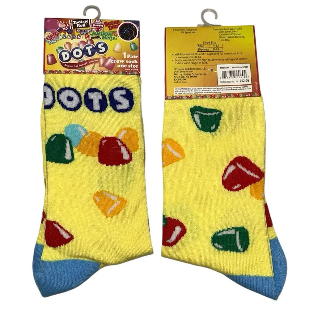1x Dots Gumdrops Novelty Crew Socks Adult Set One Size